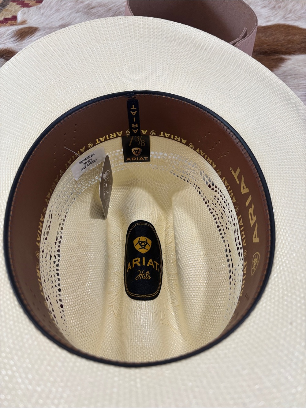 Ariat straw cowboy hat 7 3/8 - Picture 7 of 8